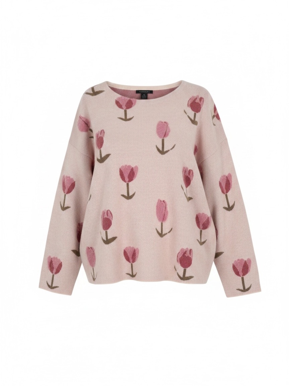 Tahari Tulip Print Sweater Pink Floral Knit Pullover Size 2X NWT - Picture 2 of 10